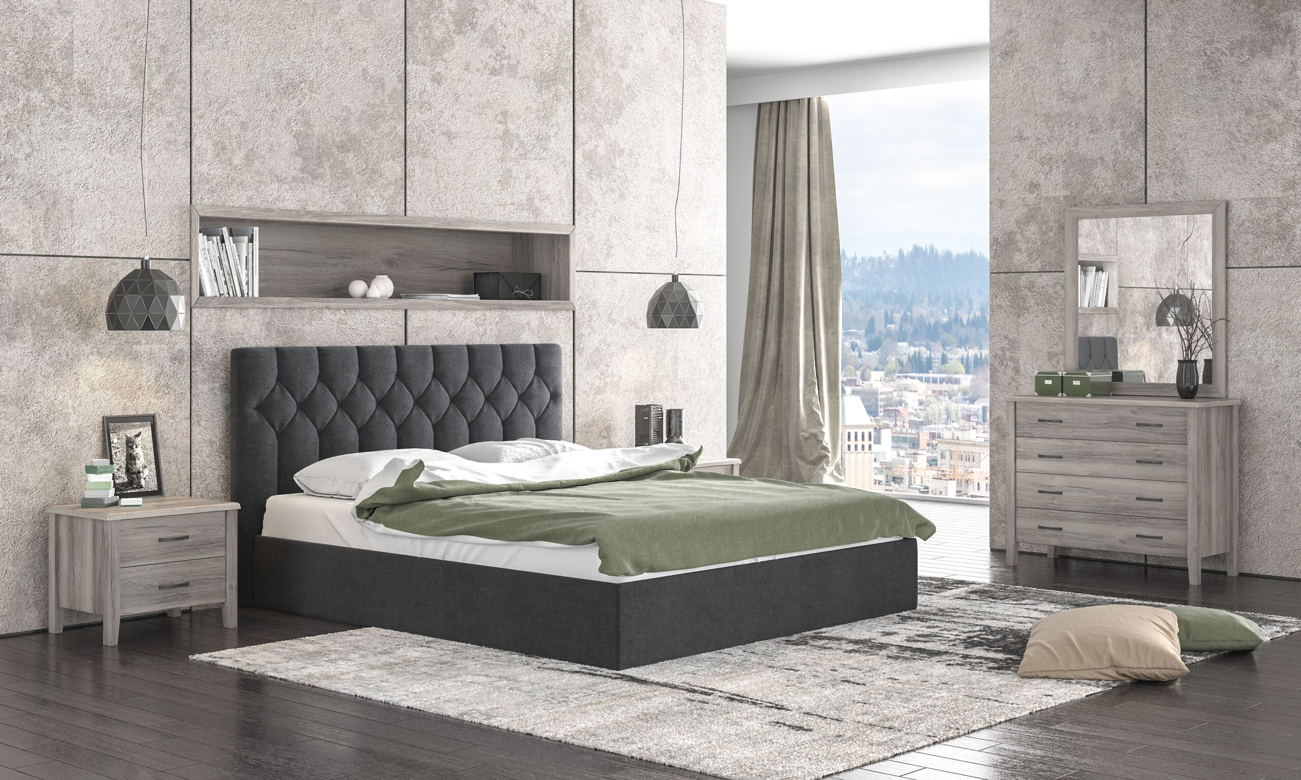 myluxurybed set 1063 μαυρο σταχτι