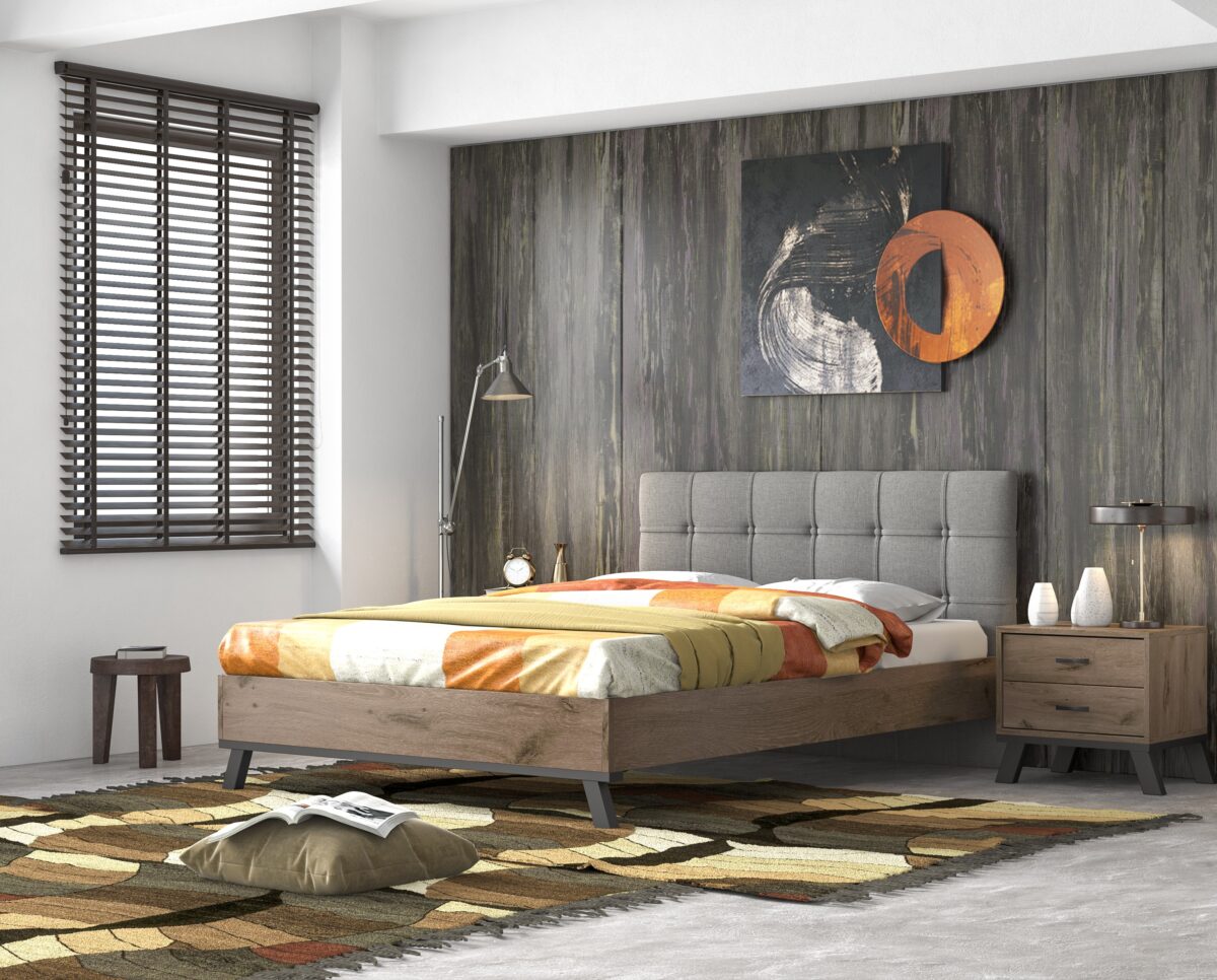 ΚΡΕΒΑΤΙ ΞΥΛΙΝΟ ΜΕ ΚΕΦΑΛΑΡΙ ΕΠΕΝΔΥΜΕΝΟ ΜΕ ΥΦΑΣΜΑ “Νο1077” - Image 1