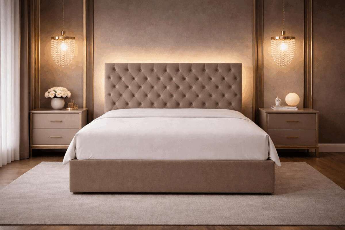 myluxurybed-αμοργος-2 ΞΥΛΙΝΟ ΚΡΕΒΑΤΙ ΕΠΕΝΔΥΜΕΝΟ ΑΠΟ ΑΔΙΑΒΡΟΧΟ ΚΑΙ ΑΛΕΚΙΑΣΤΟ ΥΦΑΣΜΑ ΜΑΖΙ ΜΕ ΣΟΥΜΙΕ "ΑΜΟΡΓΟΣ" - Image 1
