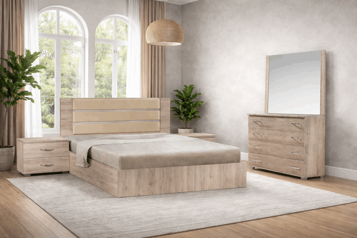 ΚΡΕΒΑΤΟΚΑΜΑΡΑ ΣΕΤ ΜΕ ΤΡΙΠΛΟ ΟΡΙΖΟΝΤΙΟ ΔΕΡΜΑ ΣΤΟ ΚΕΦΑΛΑΡΙ - Image 1