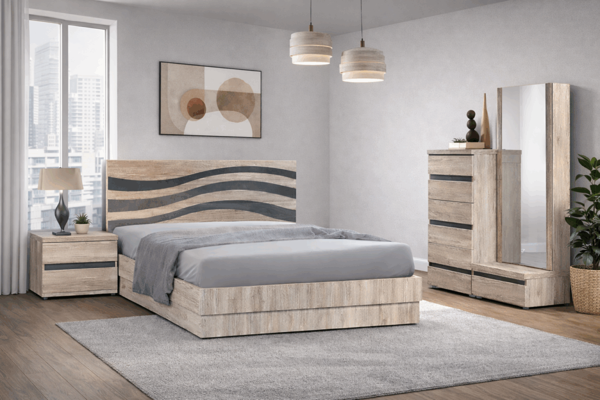 ΣΕΤ ΚΡΕΒΑΤΟΚΑΜΑΡΑΣ ΜΕ ΛΑΚΑ "ΚΥΜΑ" 150/160 x 200εκ. - Image 1