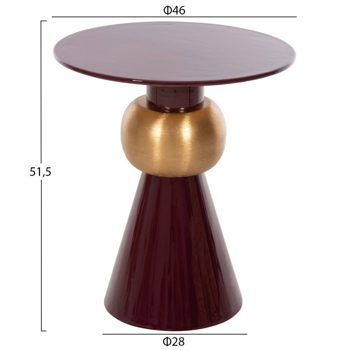 ΒΟΗΘΗΤΙΚΟ ΤΡΑΠΕΖΑΚΙ PATNA LH10.4234.06 ΜΕΤΑΛΛΟ ΣΕ ΜΠΟΡΝΤΟ-ΧΡΥΣΟ Φ46x51,5Υεκ. - Image 2