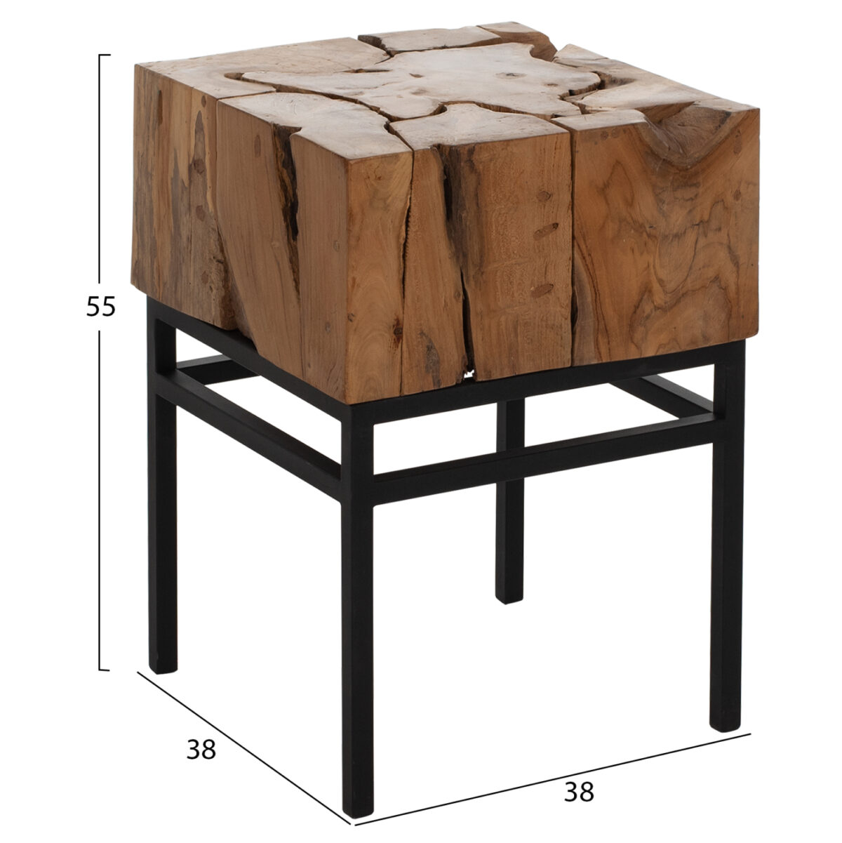 ΒΟΗΘΗΤΙΚΟ ΤΡΑΠΕΖΑΚΙ PIEN LH10.9353 ΑΠΟ ΜΑΣΙΦ ΞΥΛΟ ΤEAK ΦΥΣΙΚΟ 38X38X55Y ΕΚ. - Image 2