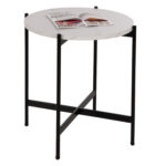 ΒΟΗΘΗΤΙΚΟ ΤΡΑΠΕΖΙ LH10.9589.05 MDF ΛΕΥΚΟ ΜΑΡΜΑΡΟ-ΜΑΥΡΗ ΜΕΤΑΛΛΙΚΗ ΒΑΣΗ Φ50x55Υεκ.