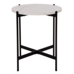 ΒΟΗΘΗΤΙΚΟ ΤΡΑΠΕΖΙ LH10.9589.05 MDF ΛΕΥΚΟ ΜΑΡΜΑΡΟ-ΜΑΥΡΗ ΜΕΤΑΛΛΙΚΗ ΒΑΣΗ Φ50x55Υεκ. - Image 3