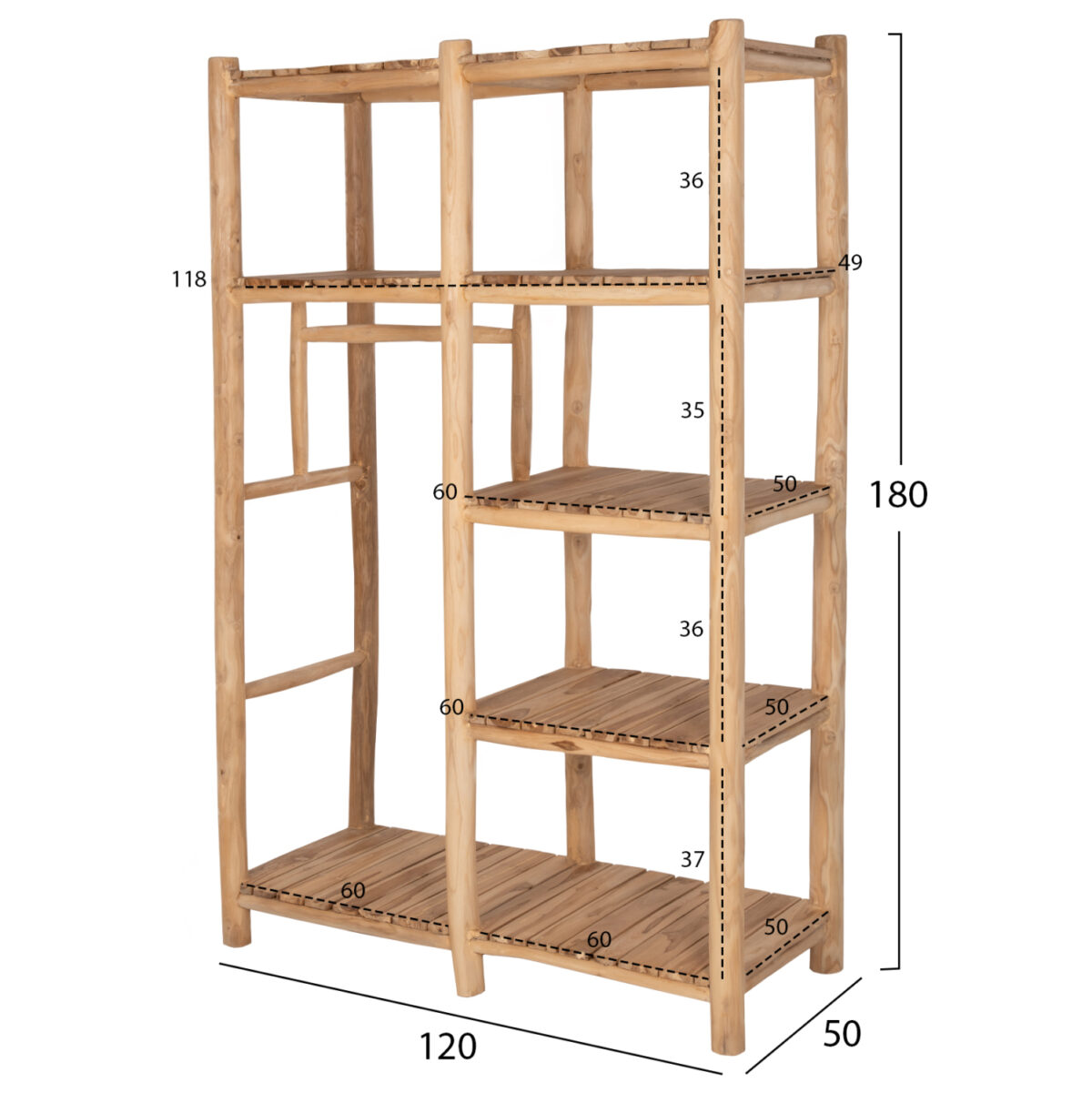 ΕΠΙΠΛΟ ΕΙΣΟΔΟΥ BALEN LH10.9550 ΞΥΛΟ ΤΕΑΚ ΣΕ ΦΥΣΙΚΟ ΧΡΩΜΑ 120x50x180Yεκ. - Image 2