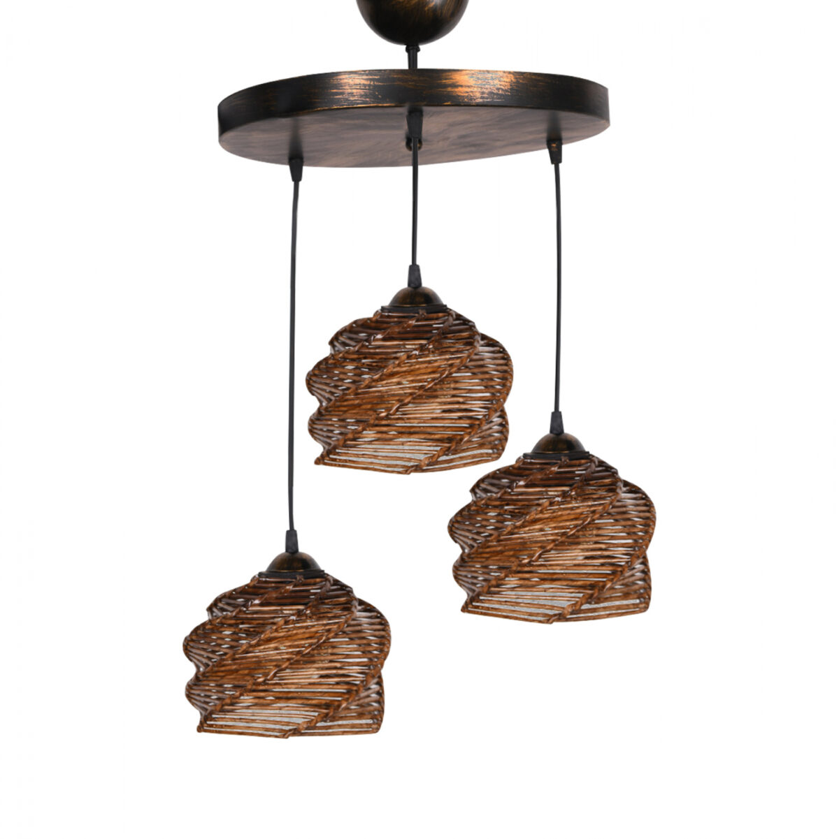 ΦΩΤΙΣΤΙΚΟ ΟΡΟΦΗΣ ΕΣΩΤΕΡΙΚΟΥ ΧΩΡΟΥ ΚΡΕΜΑΣΤΟ 3ΦΩΤΟ ΞΥΛΟ BAMBOO ΚΑΡΥΔΙ LH10.7479 23x15εκ. - Image 1