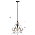 ΦΩΤΙΣΤΙΚΟ ΟΡΟΦΗΣ ΚΡΕΜΑΣΤΟ LH10.4062 ΜΕΤΑΛΛΟ ΜΑΥΡΟ-ΣΧΟΙΝΙ 33x37x128Υεκ. - Image 2