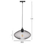 ΦΩΤΙΣΤΙΚΟ ΟΡΟΦΗΣ ΚΡΕΜΑΣΤΟ LH10.4094 ΜΑΥΡΟ ΔΙΚΤΥΩΤΟ ΜΕΤΑΛΛΙΚΟ ΚΑΠΕΛΟ Φ30x125Υεκ. - Image 2