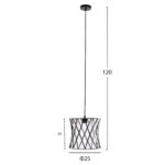 ΦΩΤΙΣΤΙΚΟ ΟΡΟΦΗΣ ΚΡΕΜΑΣΤΟ LH10.4106 ΜΑΥΡΟ ΜΕΤΑΛΛΟ-ΛΕΥΚΟ ΣΥΝΘΕΤΙΚΟ ΥΦΑΣΜΑ Φ25x120Υεκ. - Image 2