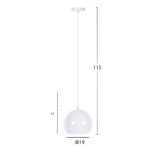 ΦΩΤΙΣΤΙΚΟ ΟΡΟΦΗΣ ΚΡΕΜΑΣΤΟ LH10.4108 ΛΕΥΚΗ ΜΕΤΑΛΛΙΚΗ ΚΑΜΠΑΝΑ 19x19x115Υεκ - Image 2