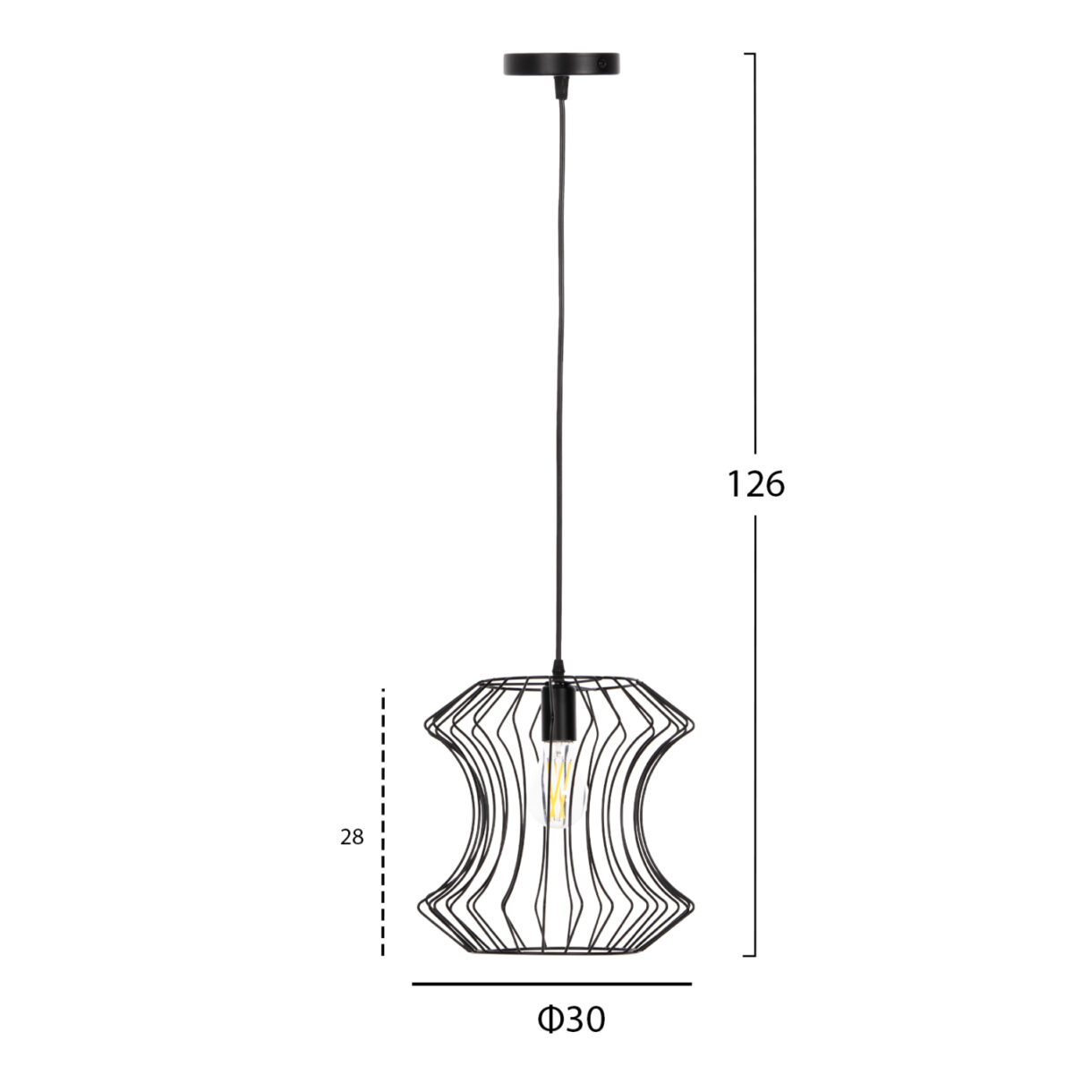 ΦΩΤΙΣΤΙΚΟ ΟΡΟΦΗΣ ΚΡΕΜΑΣΤΟ LH10.4112 ΜΑΥΡΟ ΜΕΤΑΛΛΟ Φ30x126Υεκ - Image 2