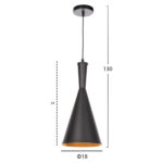 ΦΩΤΙΣΤΙΚΟ ΟΡΟΦΗΣ ΚΡΕΜΑΣΤΟ LH10.4134 ΜΑΥΡΟ ΚΑΠΕΛΟ ΑΛΟΥΜΙΝΙΟΥ Φ18x130Yεκ. - Image 2