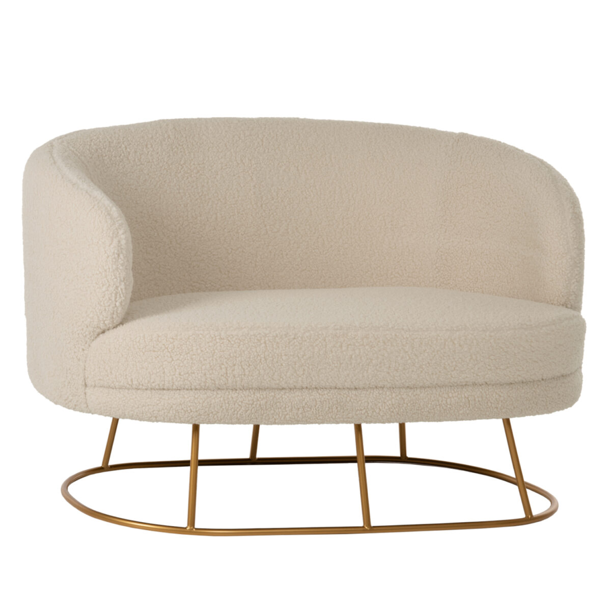 ΚΑΝΑΠΕΣ 2ΘΕΣΙΟΣ ARIEN LH10.8492.20 ΕΚΡΟΥ ΜΠΟΥΚΛΕ ΥΦΑΣΜΑ ΜΕ ΧΡΥΣΗ ΒΑΣΗ 130x75x85Y εκ. - Image 1