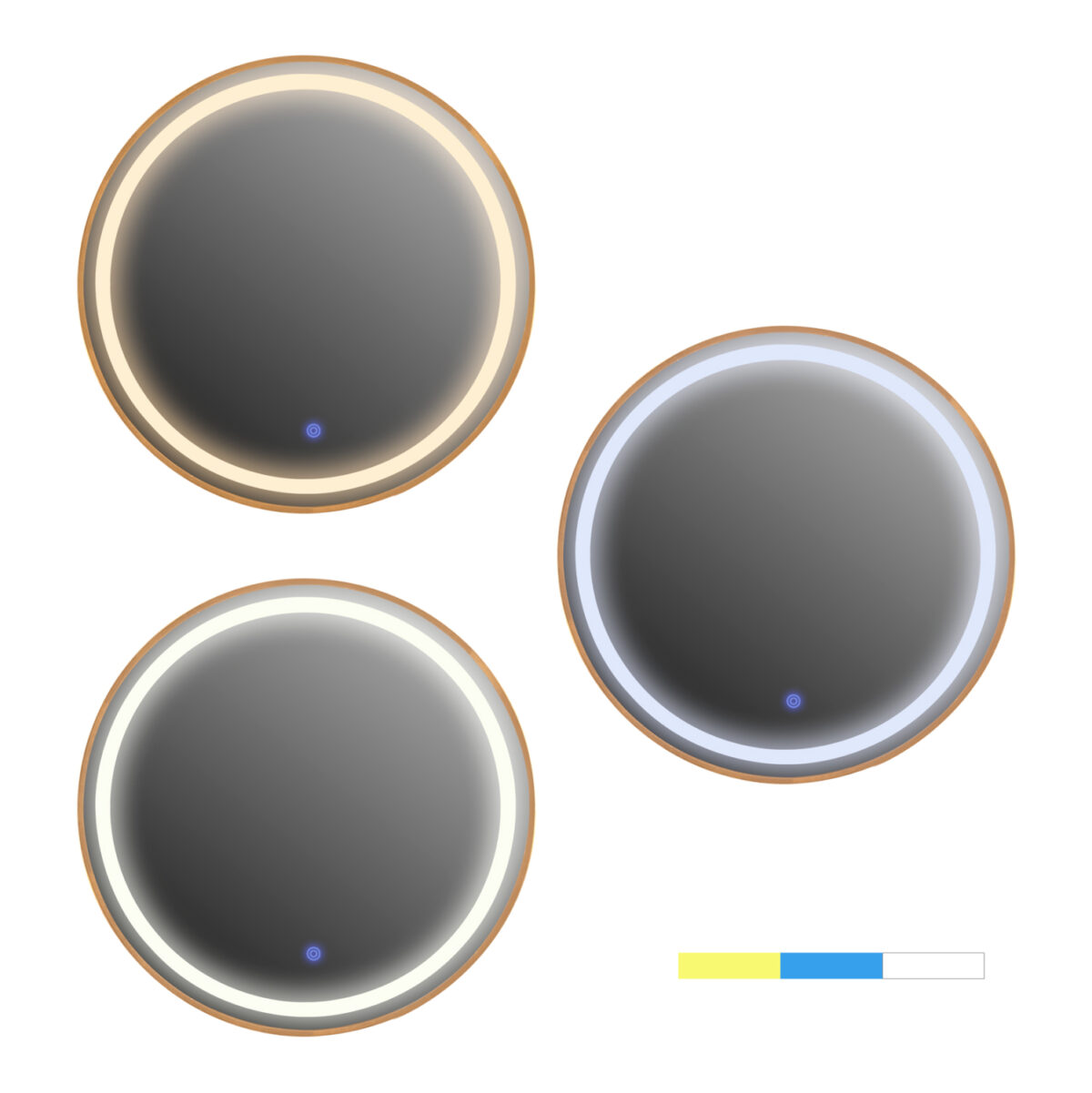 ΚΑΘΡΕΠΤΗΣ ΤΟΙΧΟΥ ΣΤΡΟΓΓΥΛΟΣ LH10.9580.30 ΑΛΟΥΜΙΝΙΟ ΣΕ ΧΡΥΣΟ-ΦΩΤΙΣΜΟΣ LED Φ60x3εκ. - Image 3