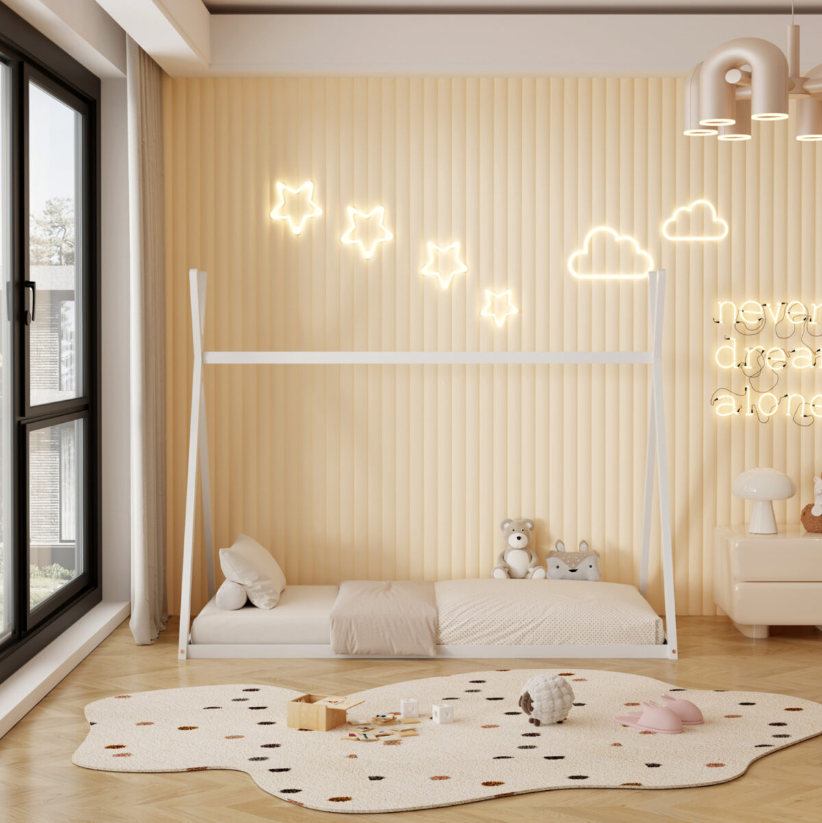 ΚΡΕΒΑΤΙ ΠΑΙΔΙΚΟ MUNK LH10.681.03 τ.MONTESSORI ΜΑΣΙΦ ΞΥΛΟ ΠΕΥΚΟΥ ΛΕΥΚΟ- 190x90εκ - Image 5