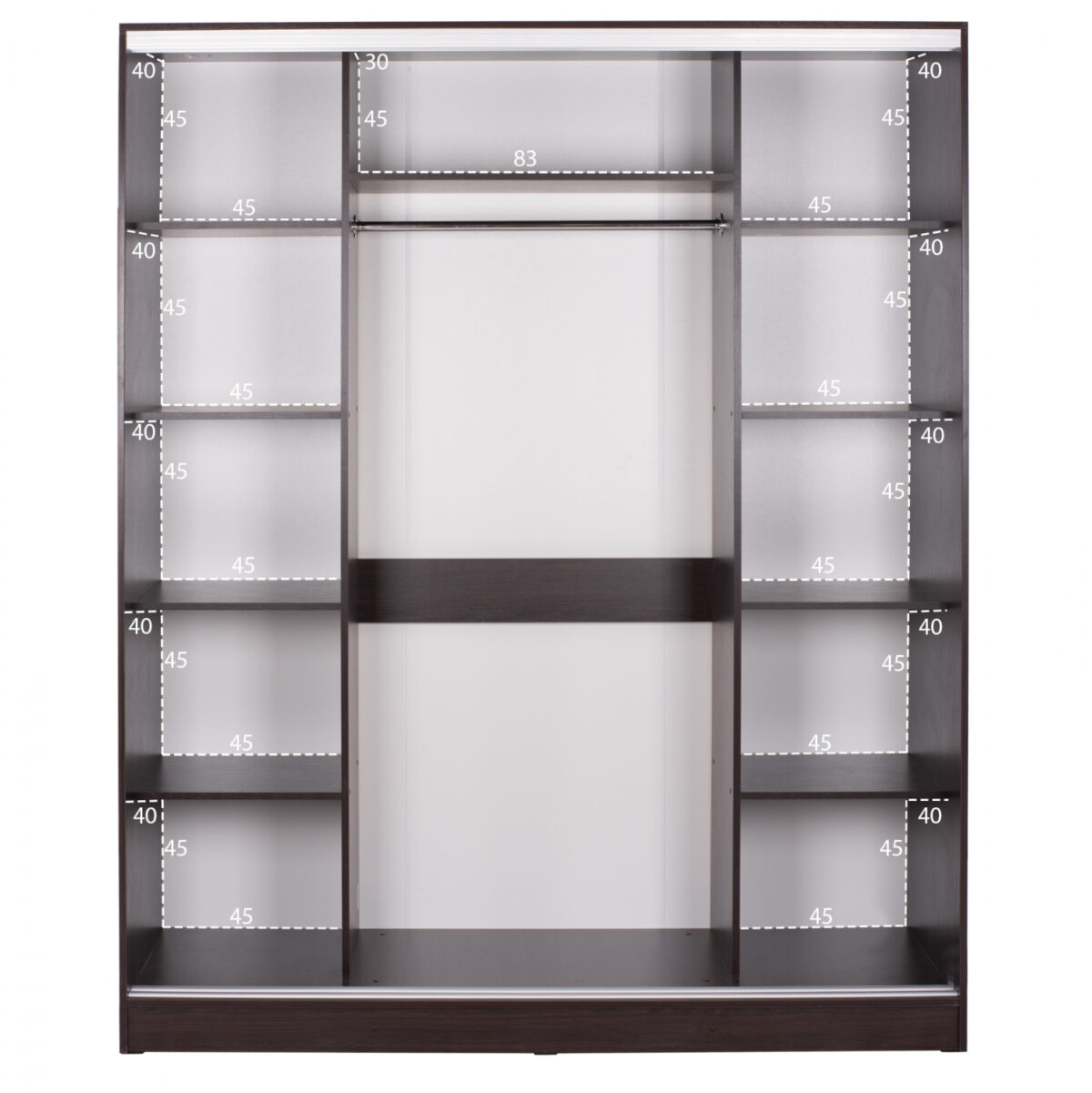 ΝΤΟΥΛΑΠΑ ΣΥΡΟΜΕΝΗ ADLER ΜΕΛΑΜΙΝΗΣ WENGE ΜΕ ΚΑΘΡΕΦΤΗ 3ΦΥΛΛΗ LH10.2461.02 183x60x220 εκ. - Image 4