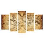 ΠΕΝΤΑΠΤΥΧΟΣ ΠΙΝΑΚΑΣ MDF VINTAGE WORLD MAP LH10.7206.06 100X60x0,3 εκ.