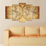 ΠΕΝΤΑΠΤΥΧΟΣ ΠΙΝΑΚΑΣ MDF VINTAGE WORLD MAP LH10.7206.06 100X60x0,3 εκ. - Image 3