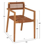 ΠΟΛΥΘΡΟΝΑ CHARLOTTE LH10.9637.01 ΞΥΛΟ TEAK ΦΥΣΙΚΟ & ΚΑΦΕ ΣΧΟΙΝΙ 59x54x83Y εκ. - Image 2