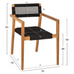 ΠΟΛΥΘΡΟΝΑ CHARLOTTE LH10.9637.02 ΞΥΛΟ TEAK ΦΥΣΙΚΟ & ΜΑΥΡΟ ΣΧΟΙΝΙ 59x54x83Y εκ. - Image 2