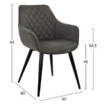 ΠΟΛΥΘΡΟΝΑ MANDO LH10.8006.10 ΜΕ ΓΚΡΙ NUBUCK ΥΦΑΣΜΑ 60x60x84 εκ. - Image 2