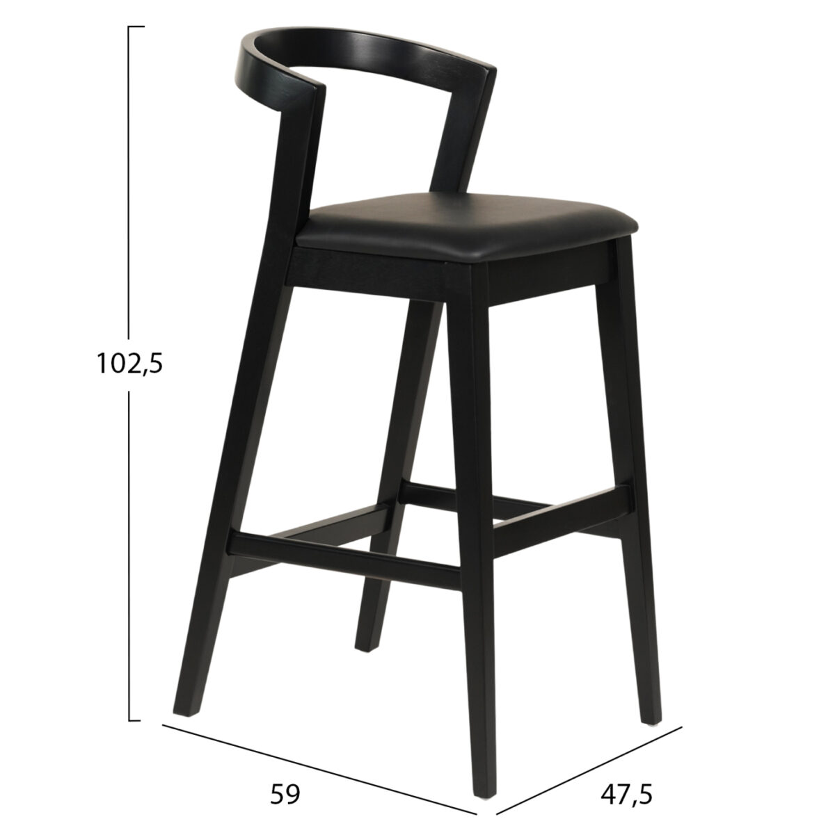 ΣΚΑΜΠΟ ΜΠΑΡ NAMI LH10.9952.02 RUBBERWOOD & PU-ΜΑΥΡΟ 47,5x59x102,5Υεκ. - Image 2