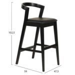 ΣΚΑΜΠΟ ΜΠΑΡ NAMI LH10.9952.02 RUBBERWOOD & PU-ΜΑΥΡΟ 47,5x59x102,5Υεκ. - Image 2