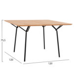 ΤΡΑΠΕΖΙ ΤΡΑΠΕΖΑΡΙΑΣ TRENK LH10.9614.01 MDF ΜΕ ΚΑΠΛΑΜΑ ΔΡΥΟΣ ΦΥΣΙΚΟ-ΜΑΥΡΟ ΜΕΤΑΛΛΟ 120x120x75Υεκ. - Image 2