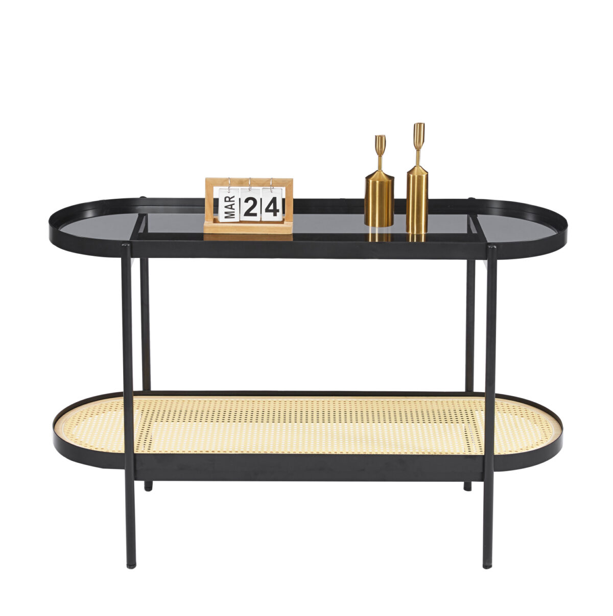 ΚΟΝΣΟΛΑ SEITZ LH10.18032 ΓΥΑΛΙ TOP-ΜΕΤΑΛΛΟ-RATTAN ΣΕ ΦΥΣΙΚΟ 120x43x76,5Υεκ. - Image 1