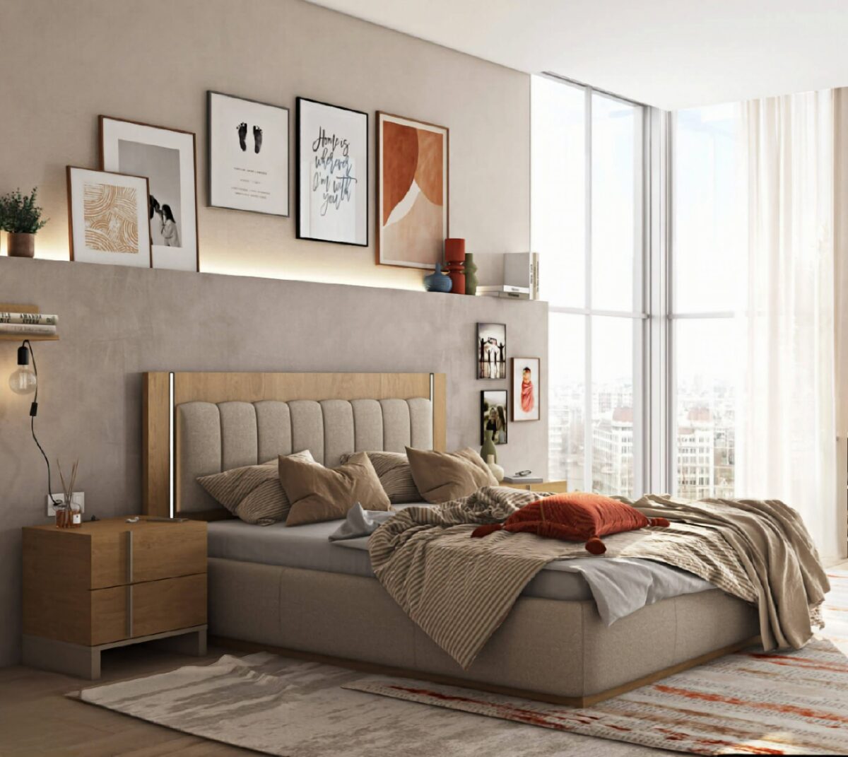 krevati komodina domi fabric mpaoulo collection lightoak 1