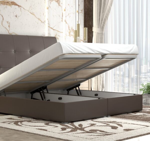myluxurybed 1060 καφε τεχνοδερμα μηχανισμο