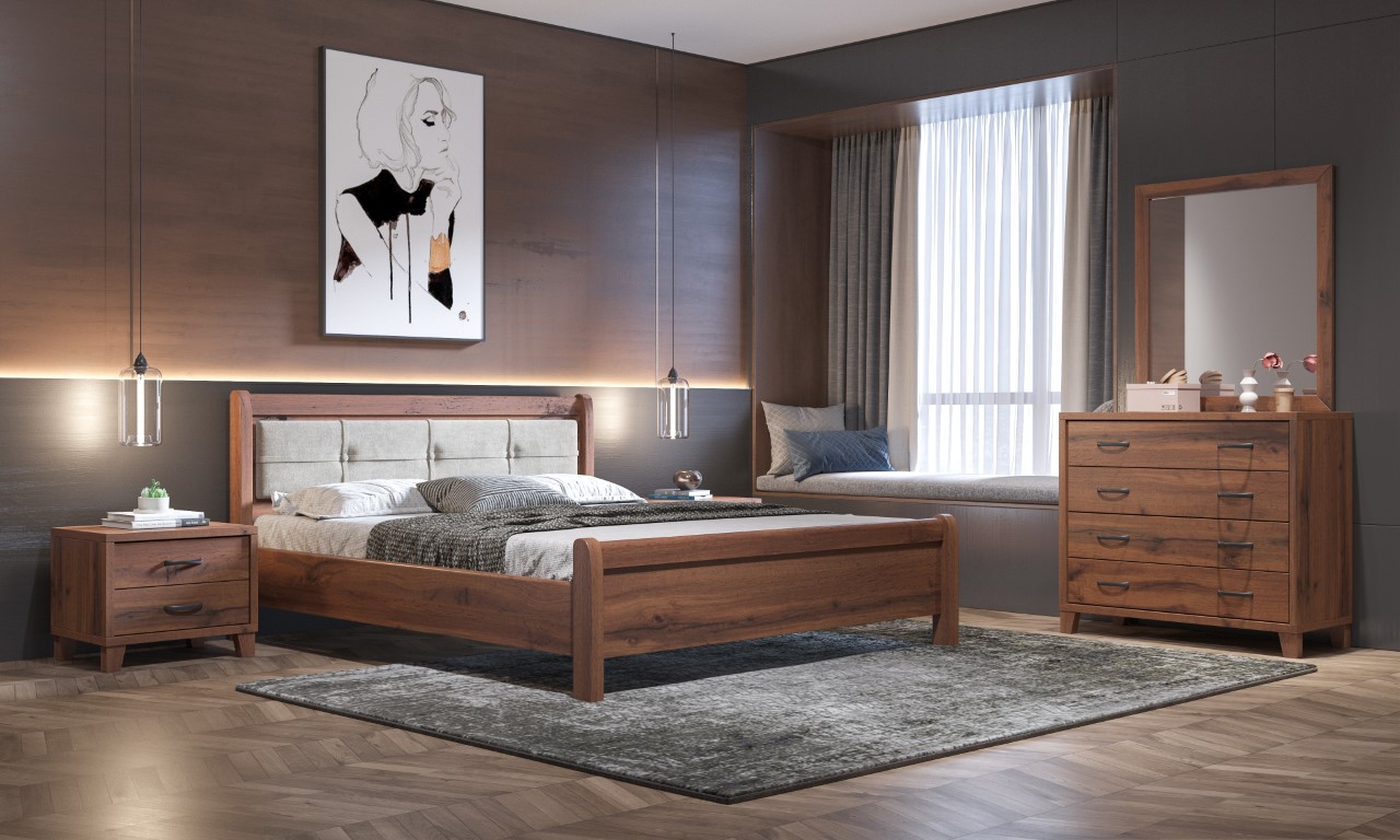 myluxurybed set 1016D γκρι ανοιχτο καρυδι νεο 1