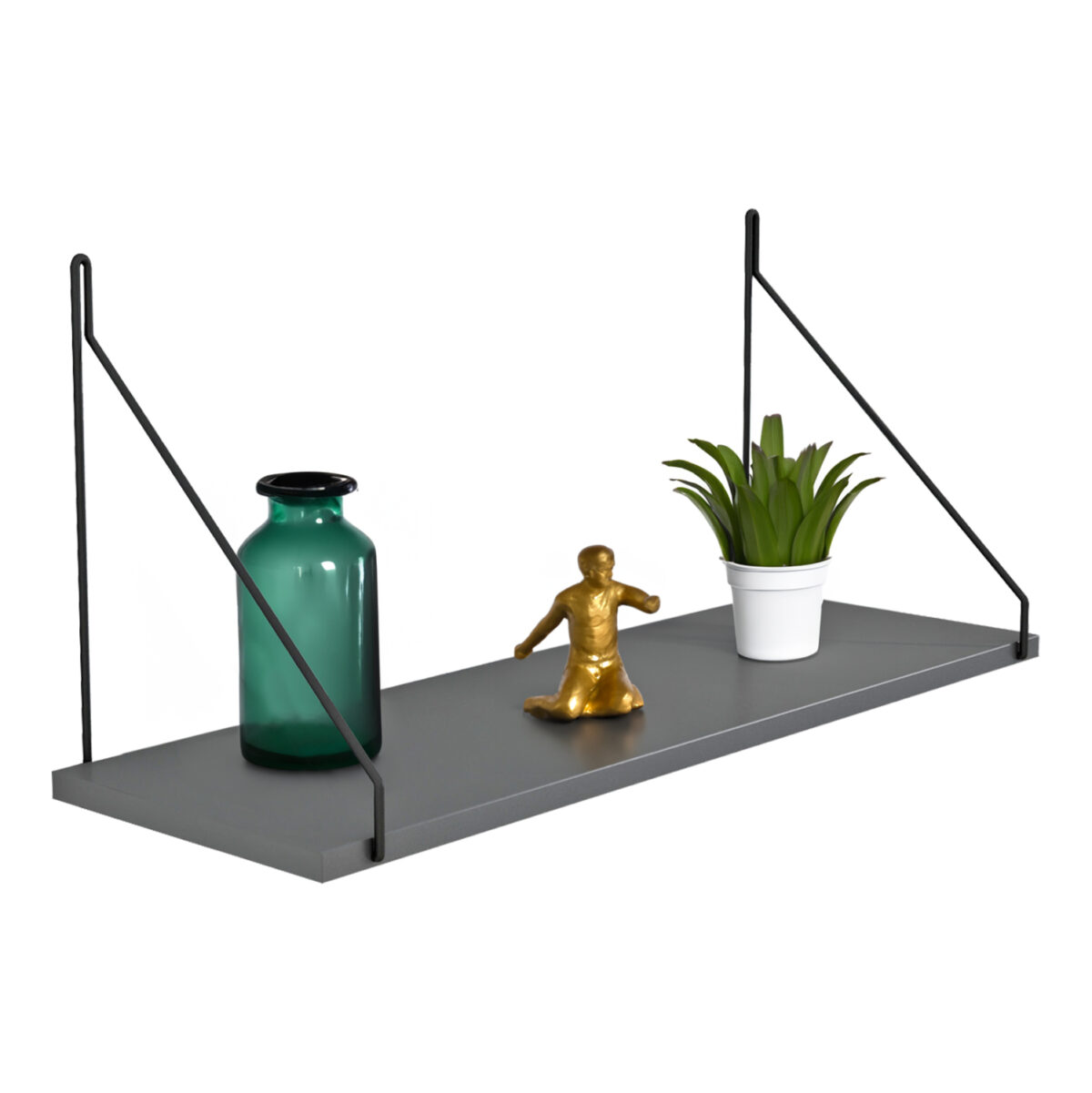 ΡΑΦΙ ΤΟΙΧΟΥ AGILAN ΜΕΛΑΜΙΝΗΣ LH10.9183.20 ΓΚΡΙ 72x20x27Y εκ. - Image 1