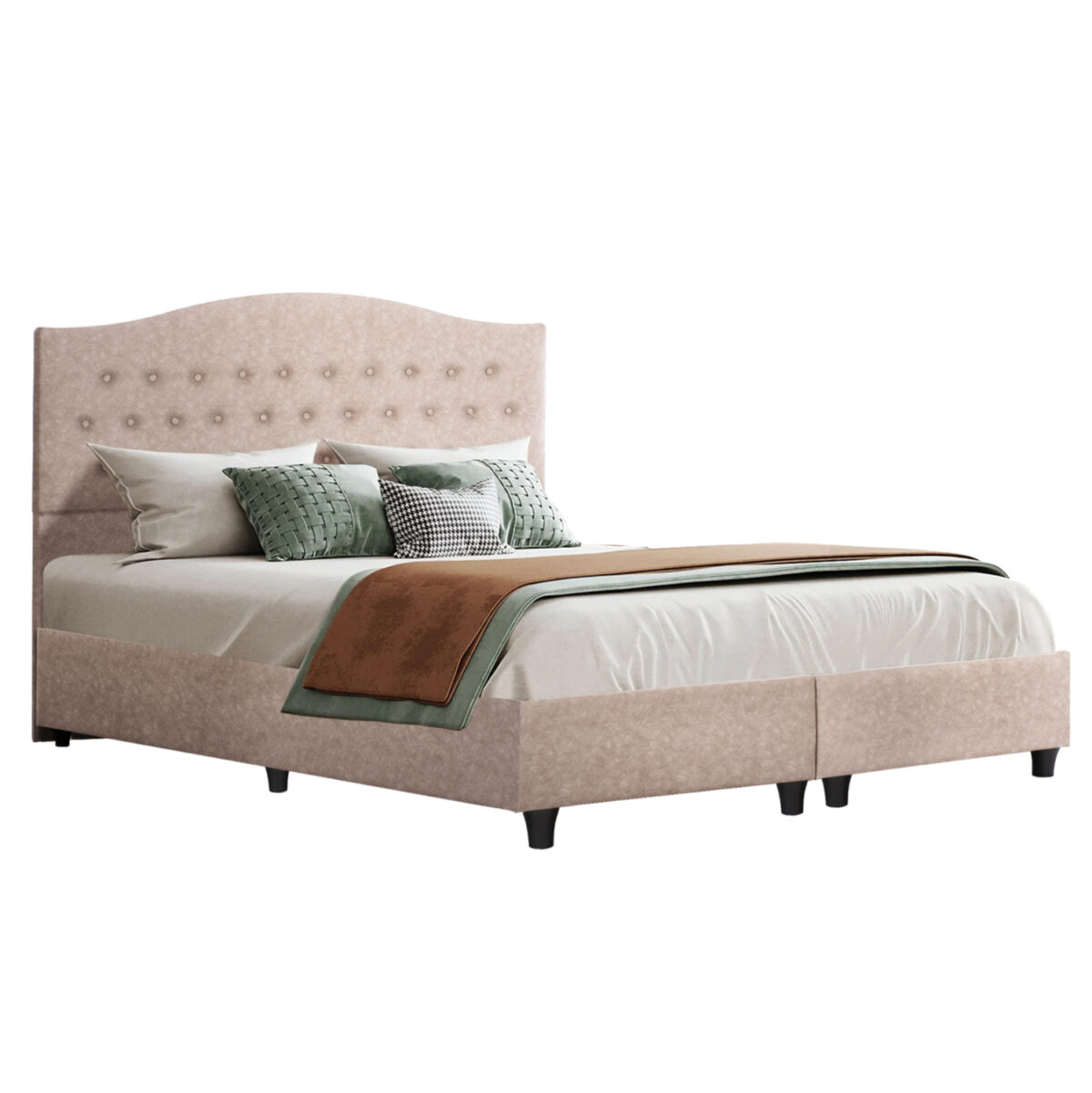 ΚΡΕΒΑΤΙ MALENA LH10.638.22 ΜΠΕΖ ΥΦΑΣΜΑ Τ. NUBUCK ΓΙΑ ΣΤΡΩΜΑ 150x200εκ. - Image 1