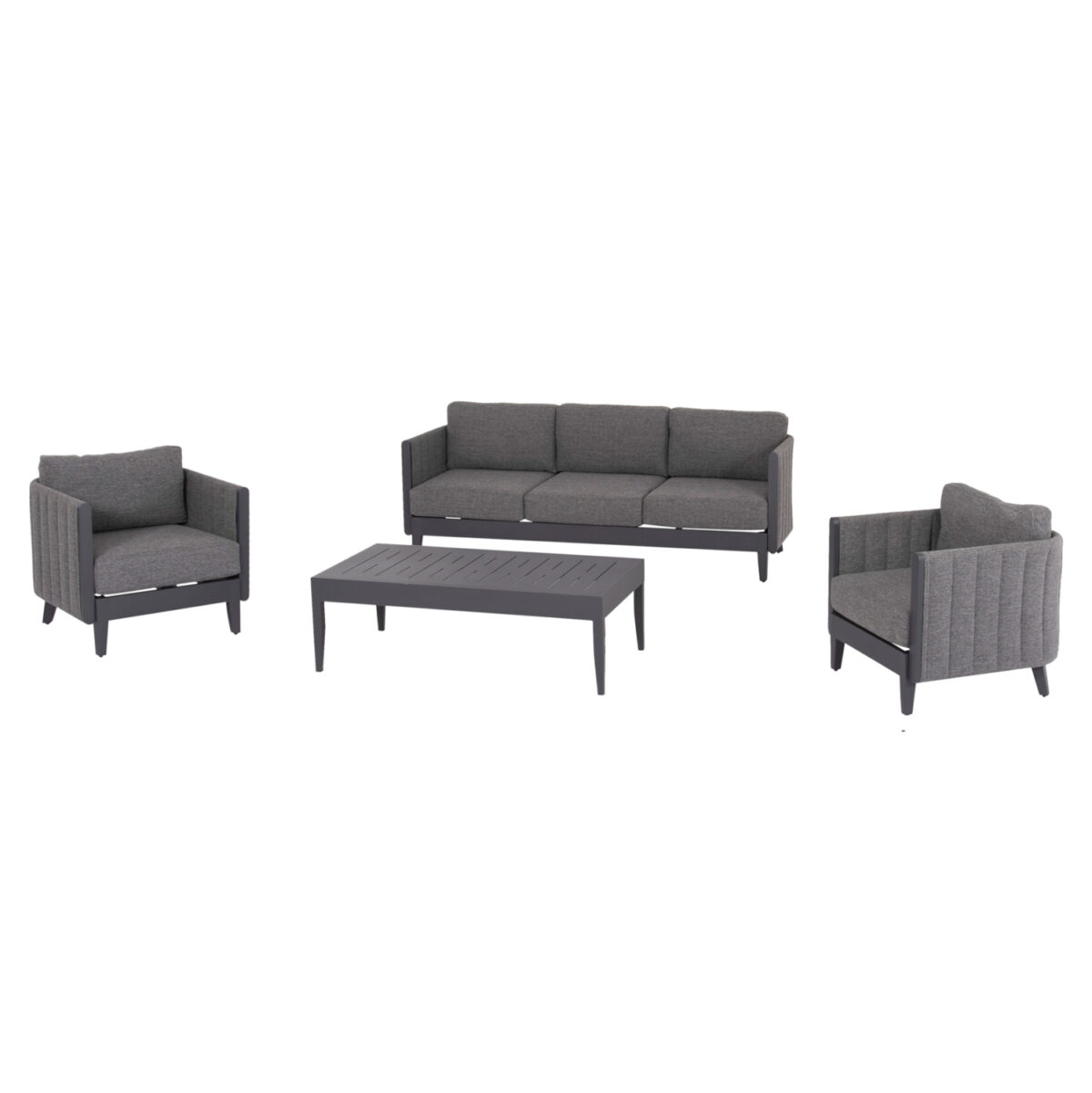 set-saloni-exoterikoy-choroy-4tmch-fb961 ΣΕΤ ΣΑΛΟΝΙ ΕΞΩΤΕΡΙΚΟΥ ΧΩΡΟΥ 4ΤΜΧ LARRY LH10.6188.01 ΑΛΟΥΜΙΝΙΟ ΣΚΟΥΡΟ ΓΚΡΙ- P.E.ΥΦΑΣΜΑ - Image 1
