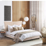 ΚΡEΒΑΤΙ ΔΙΠΛΟ NESTOR LH10.715 ΜΠΕΖ ΒΕΛΟΥΔΟ ΓΙΑ ΣΤΡΩΜΑ 160x200εκ.