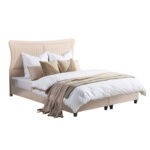 ΚΡEΒΑΤΙ ΔΙΠΛΟ NESTOR LH10.715 ΜΠΕΖ ΒΕΛΟΥΔΟ ΓΙΑ ΣΤΡΩΜΑ 160x200εκ. - Image 2