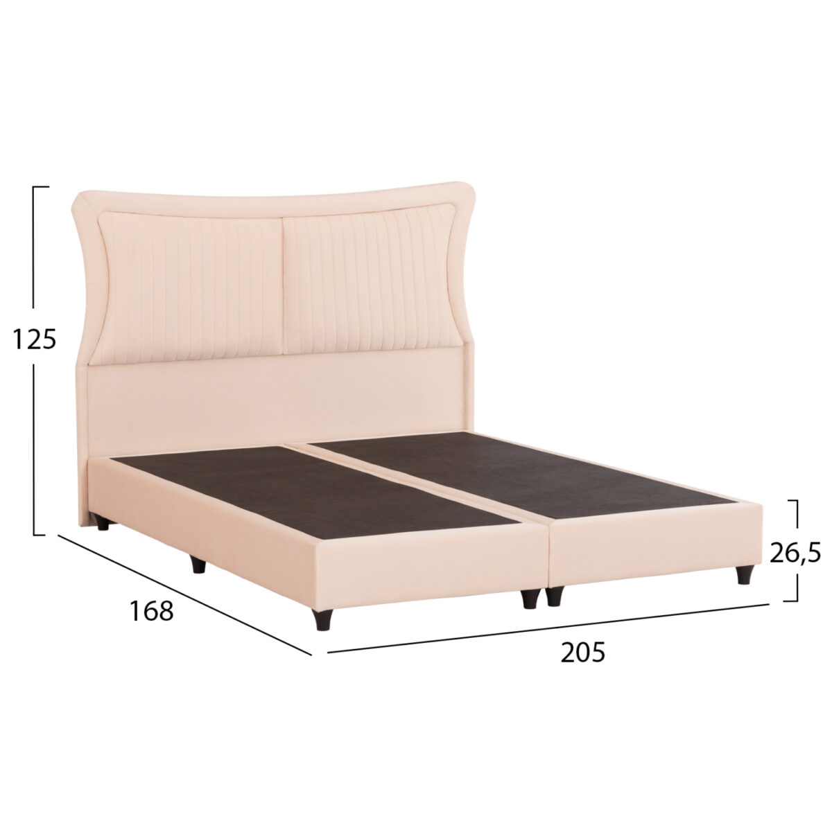 ΚΡEΒΑΤΙ ΔΙΠΛΟ NESTOR LH10.715 ΜΠΕΖ ΒΕΛΟΥΔΟ ΓΙΑ ΣΤΡΩΜΑ 160x200εκ. - Image 3