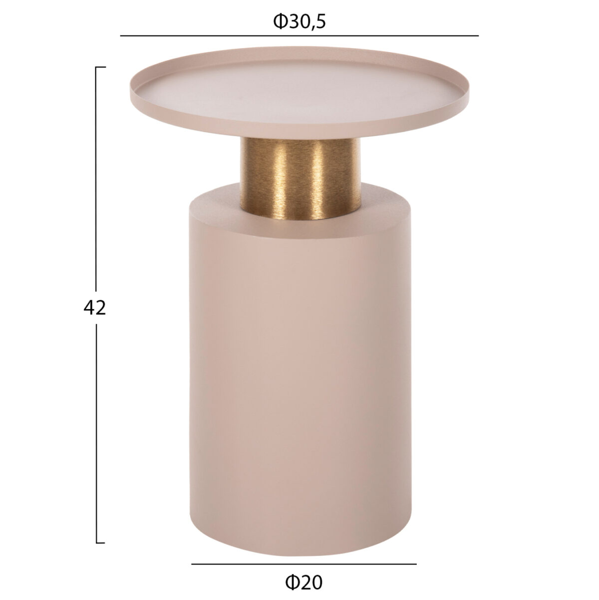 ΒΟΗΘΗΤΙΚΟ ΤΡΑΠΕΖΑΚΙ PUNJAB LH10.4240.03 ΜΕΤΑΛΛΟ ΣΕ ΕΚΡΟΥ-ΧΡΥΣΟΧΑΛΚΙΝΟ Φ30,5x42Υεκ. - Image 2