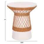 ΒΟΗΘΗΤΙΚΟ ΤΡΑΠΕΖΙ ΣΤΡΟΓΓΥΛΟ DELIA LH10.18167.02 FIBER CEMENT ΛΕΥΚΟ & RATTAN Φ40x45Υεκ - Image 2