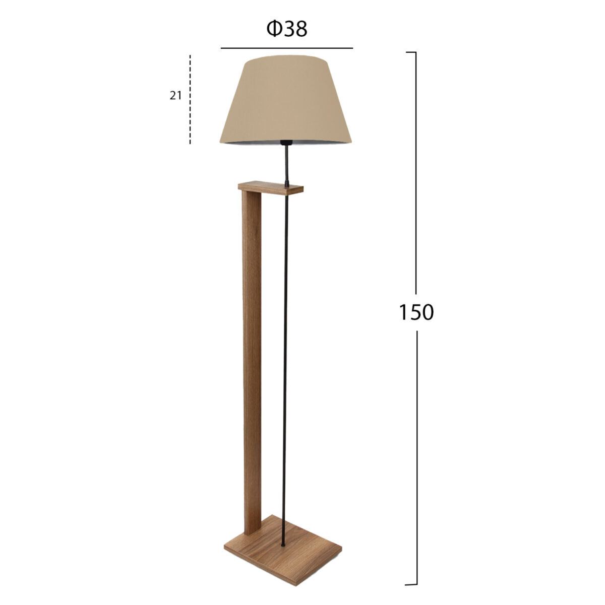 ΦΩΤΙΣΤΙΚΟ ΔΑΠΕΔΟΥ MDF ΚΑΡΥΔΙ ΜΕ ΜΠΕΖ LH10.7609.03 Φ38x150 εκ. - Image 2
