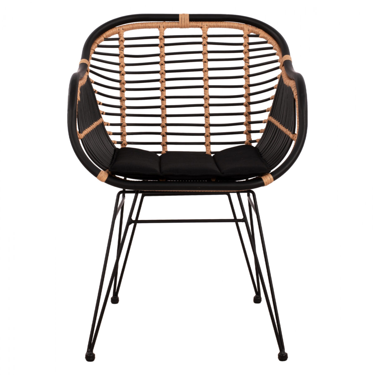 ΠΟΛΥΘΡΟΝΑ ΜΕ ΜΑΞΙΛΑΡΙ ΜΕΤΑΛΛΙΚΗ ALLEGRA LH10.5663 ΜΕ WICKER ΜΠΕΖ & ΜΑΥΡΟ ΧΡΩΜΑ  58x60x82Υ εκ. - Image 3