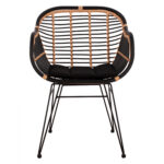 ΠΟΛΥΘΡΟΝΑ ΜΕ ΜΑΞΙΛΑΡΙ ΜΕΤΑΛΛΙΚΗ ALLEGRA LH10.5663 ΜΕ WICKER ΜΠΕΖ & ΜΑΥΡΟ ΧΡΩΜΑ  58x60x82Υ εκ. - Image 3