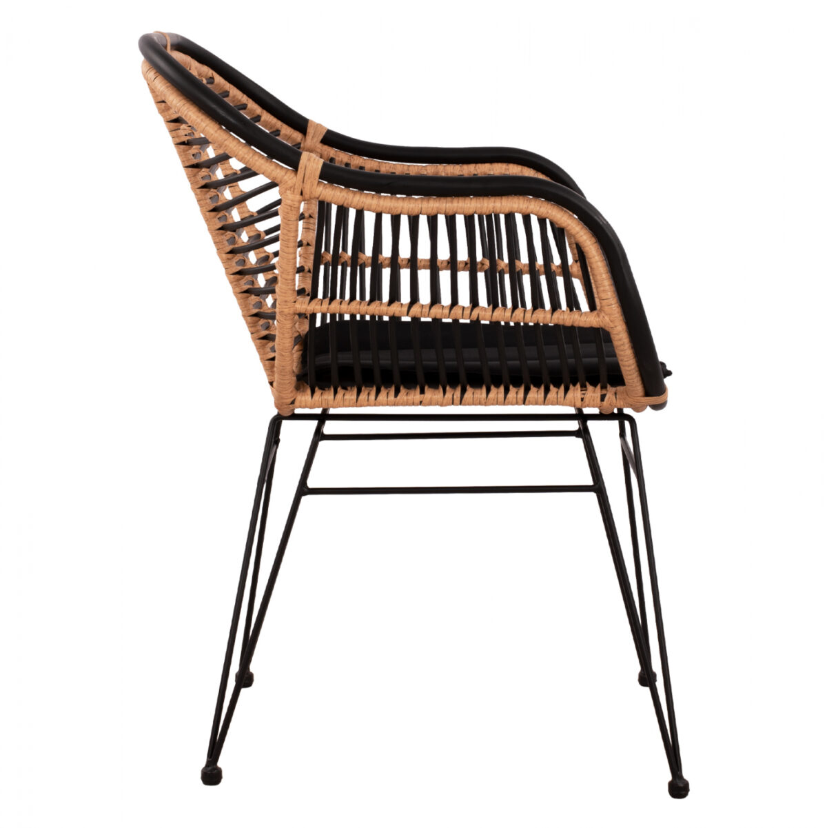 ΠΟΛΥΘΡΟΝΑ ΜΕ ΜΑΞΙΛΑΡΙ ΜΕΤΑΛΛΙΚΗ ALLEGRA LH10.5663 ΜΕ WICKER ΜΠΕΖ & ΜΑΥΡΟ ΧΡΩΜΑ  58x60x82Υ εκ. - Image 4