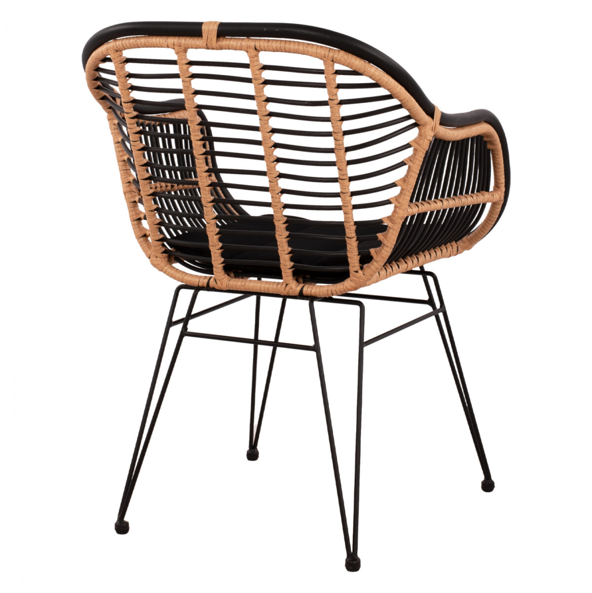 ΠΟΛΥΘΡΟΝΑ ΜΕ ΜΑΞΙΛΑΡΙ ΜΕΤΑΛΛΙΚΗ ALLEGRA LH10.5663 ΜΕ WICKER ΜΠΕΖ & ΜΑΥΡΟ ΧΡΩΜΑ  58x60x82Υ εκ. - Image 5