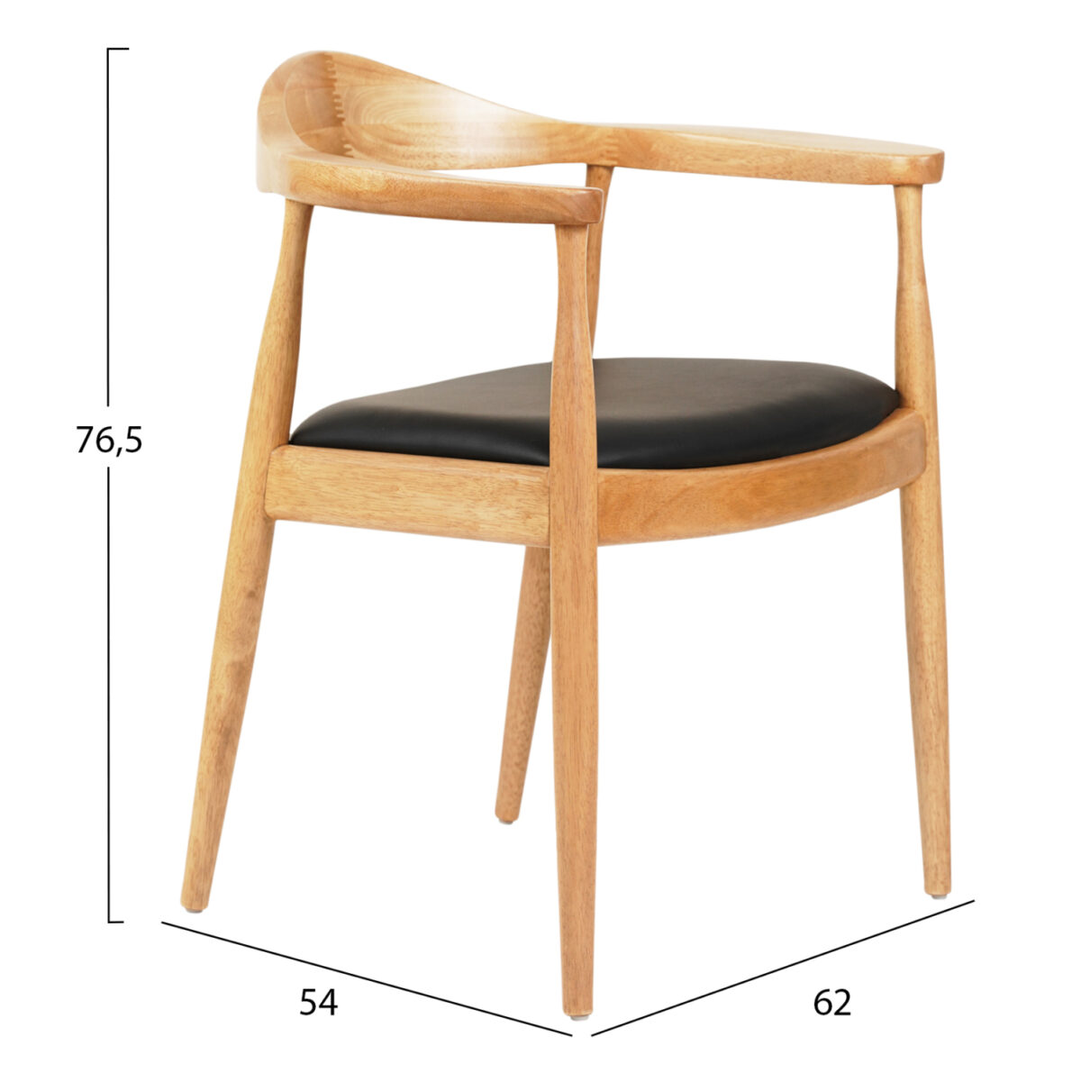 ΠΟΛΥΘΡΟΝΑ ΤΡΑΠΕΖΑΡΙΑΣ ADOR LH10.9948.01 RUBBERWOOD ΣΕ ΟΑΚ ΚΑΙ ΜΑΥΡΟ PU 62x54x76,5Υεκ - Image 2