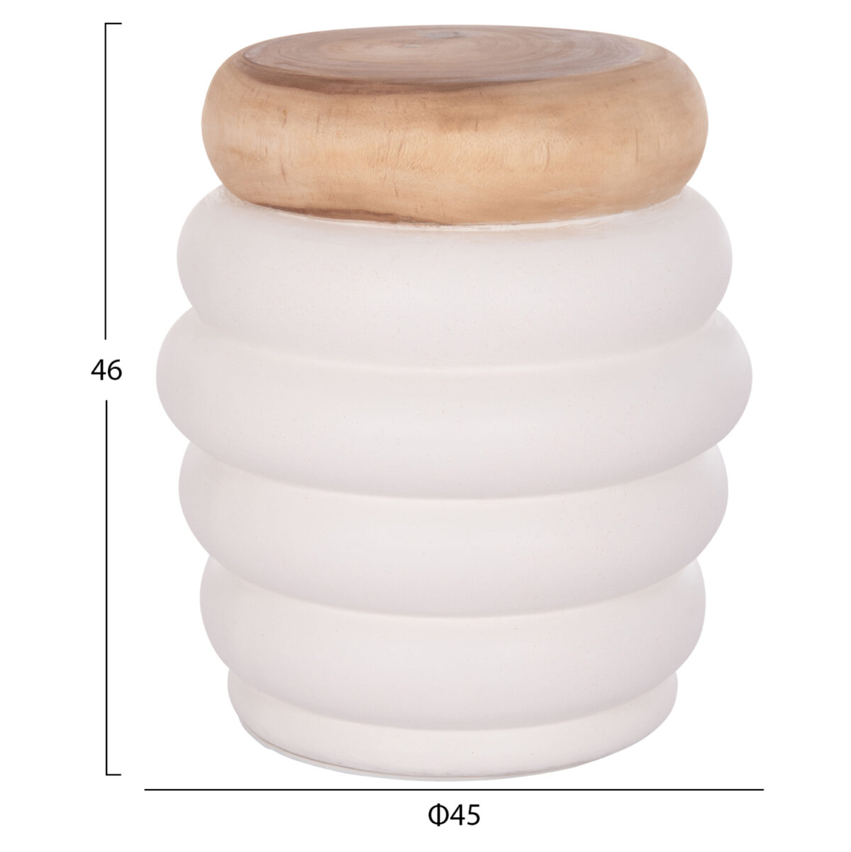 ΣΚΑΜΠΟ PUFFAT LH10.18172.02 FIBER CEMENT ΛΕΥΚΟ- ΞΥΛΟ TEAK TOP Φ45x46Υεκ. - Image 2