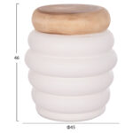 ΣΚΑΜΠΟ PUFFAT LH10.18172.02 FIBER CEMENT ΛΕΥΚΟ- ΞΥΛΟ TEAK TOP Φ45x46Υεκ. - Image 2