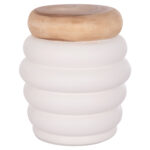 ΣΚΑΜΠΟ PUFFAT LH10.18172.02 FIBER CEMENT ΛΕΥΚΟ- ΞΥΛΟ TEAK TOP Φ45x46Υεκ.